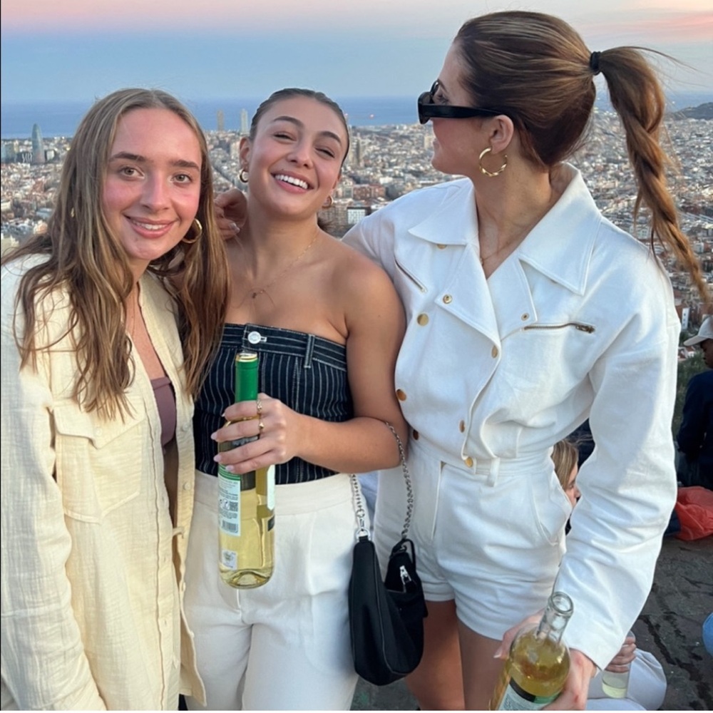 Lovers + Friends FRANKIE ROMPER M Bone White Denim Playsuit with Gold Accents - Picture 4 of 16